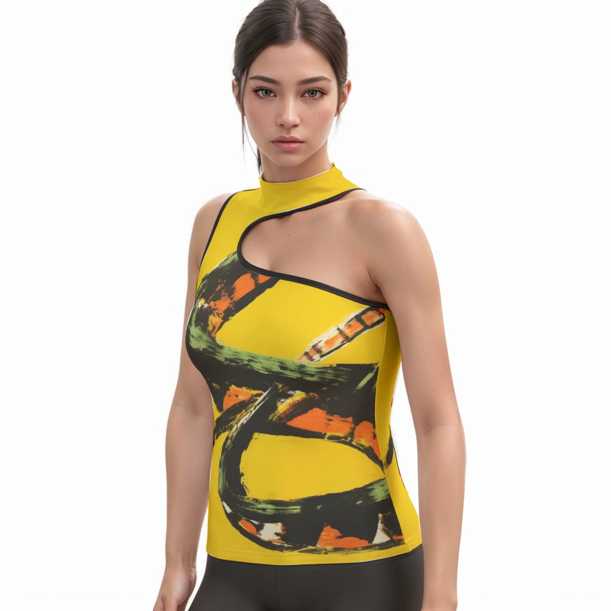 All-Over Print Women's Halter Sleeveless Asymmetrical Tank Top