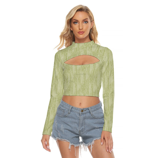 All-Over Print Women's Hollow Chest Keyhole Tight Crop Top