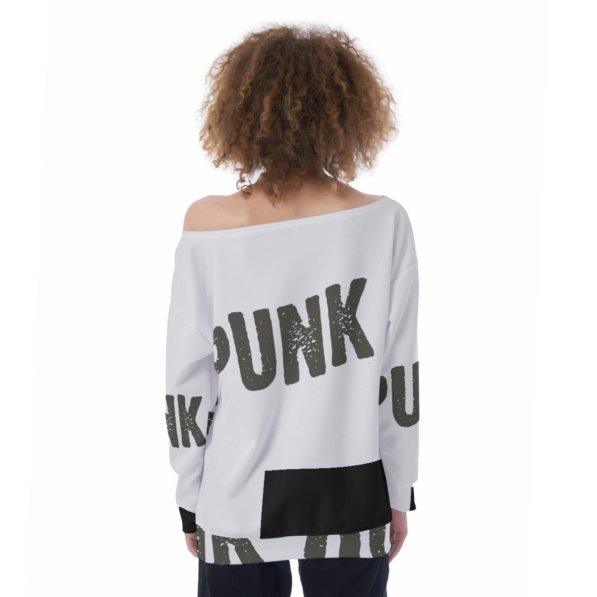 All-Over Print Oversized Women's Off-Shoulder Sweatshirt