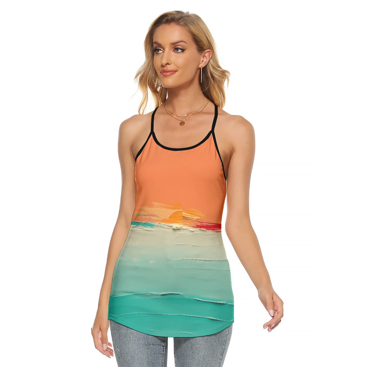 All-Over Print Women's Criss-Cross Open Back Tank Top