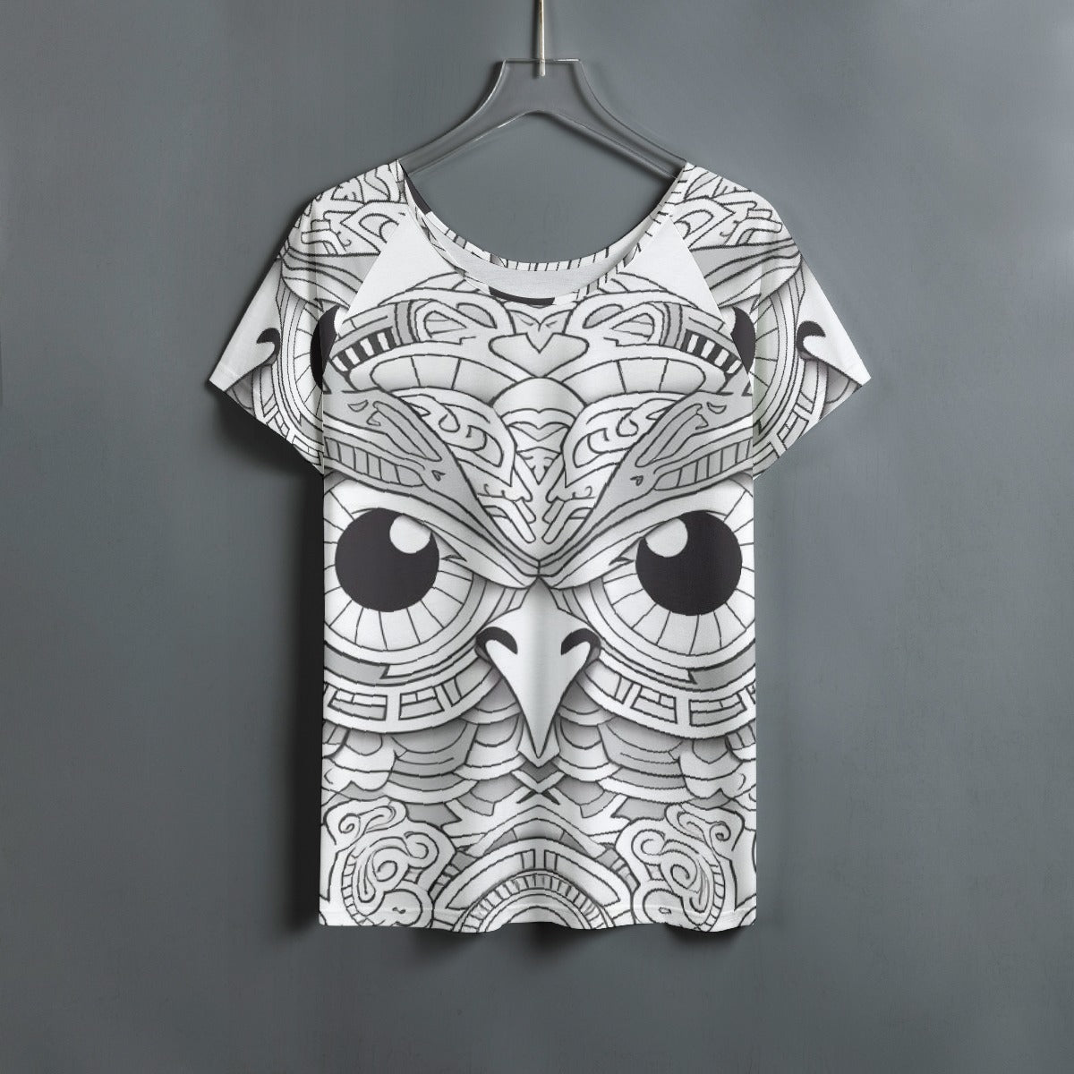 All-Over Print Women's Round Neck T-shirt With Raglan Sleeve