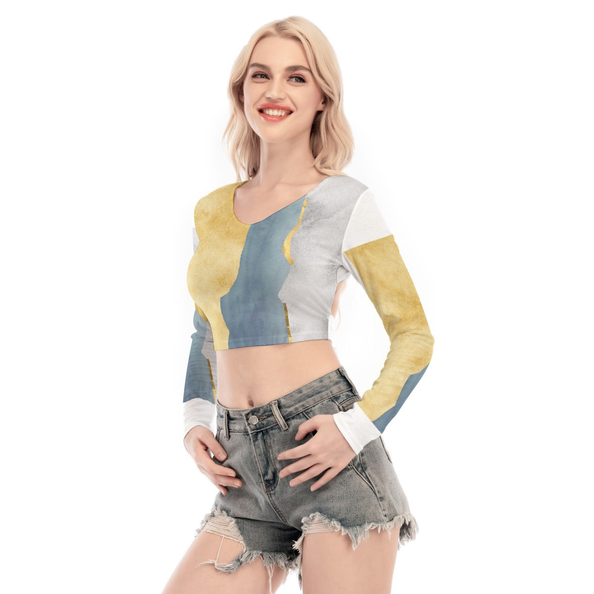 All-Over Print Women's Back Hollow T-shirt With Strap