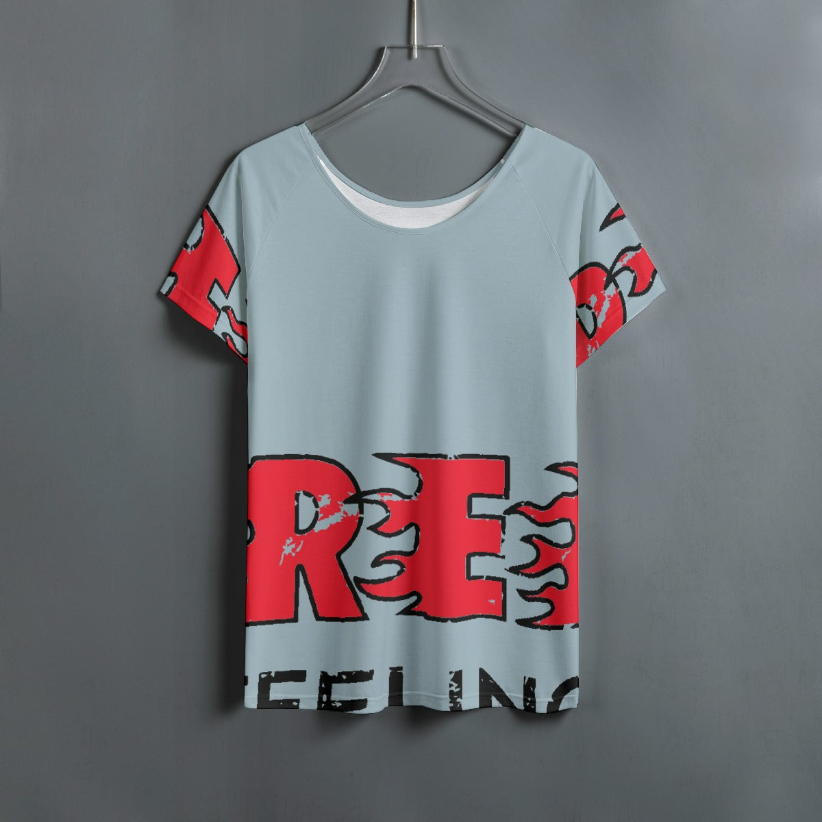 All-Over Print Women's Round Neck T-shirt With Raglan Sleeve