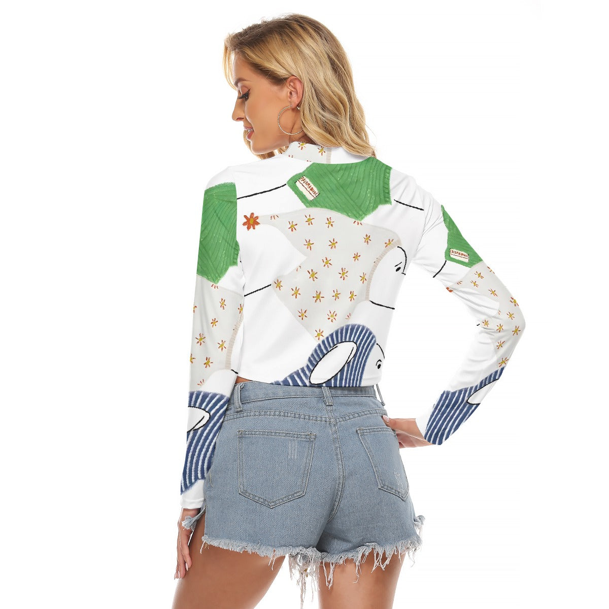 All-Over Print Women's Hollow Chest Keyhole Tight Crop Top