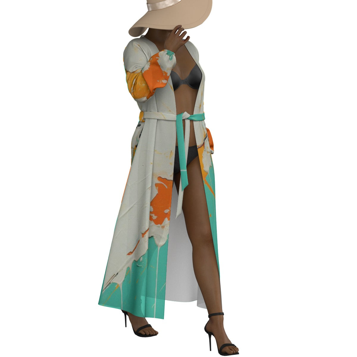 All-Over Print Women's Lace-up Chiffon Robe