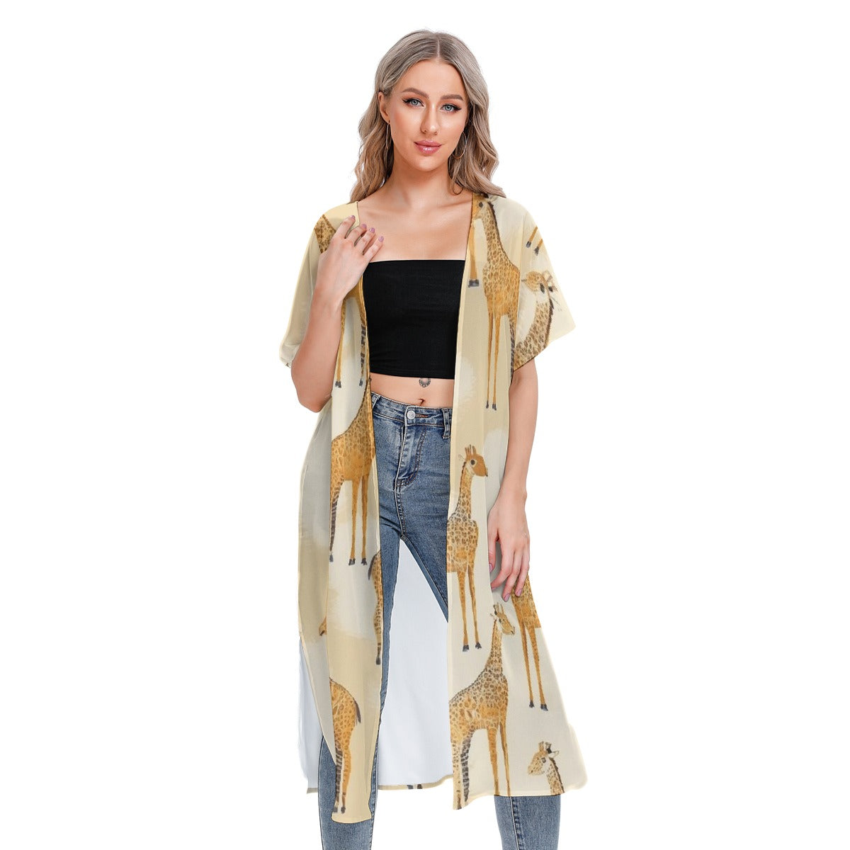 All-Over Print Women's Short Sleeve Cardigan