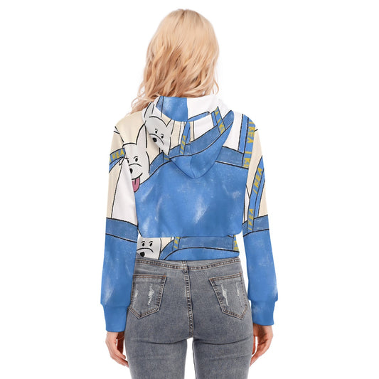 All-Over Print Women's Crop Top Hoodie With Zipper Closure