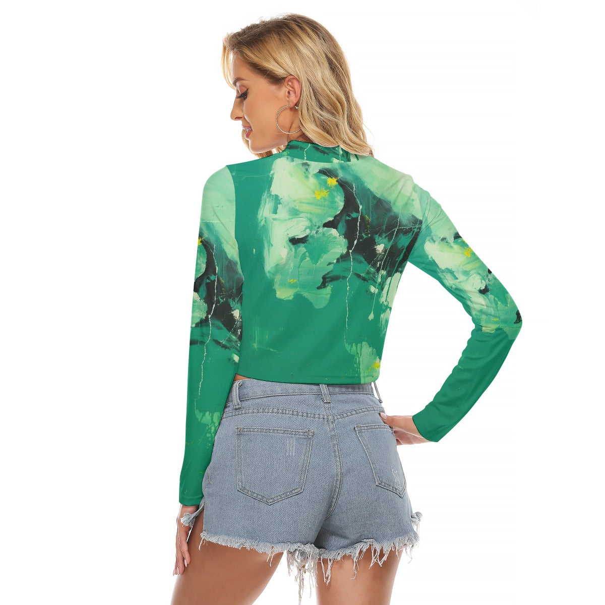 All-Over Print Women's Hollow Chest Keyhole Tight Crop Top