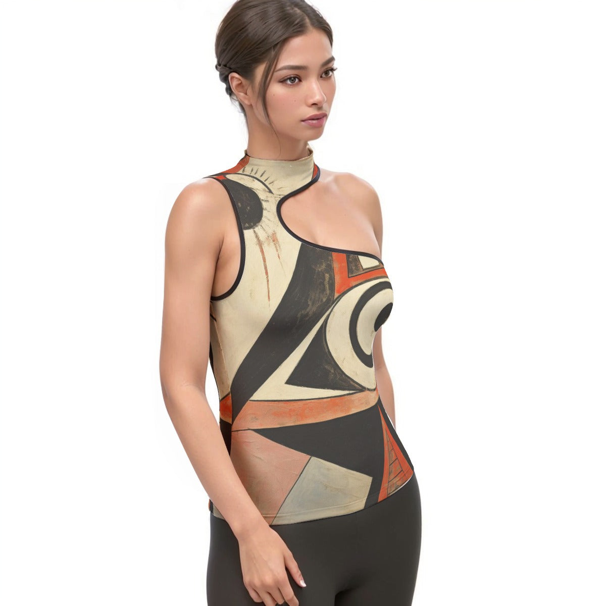 All-Over Print Women's Halter Sleeveless Asymmetrical Tank Top
