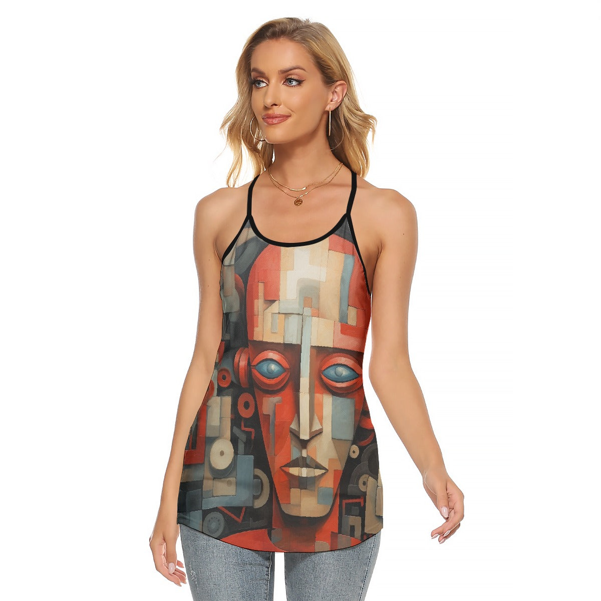 All-Over Print Women's Criss-Cross Open Back Tank Top