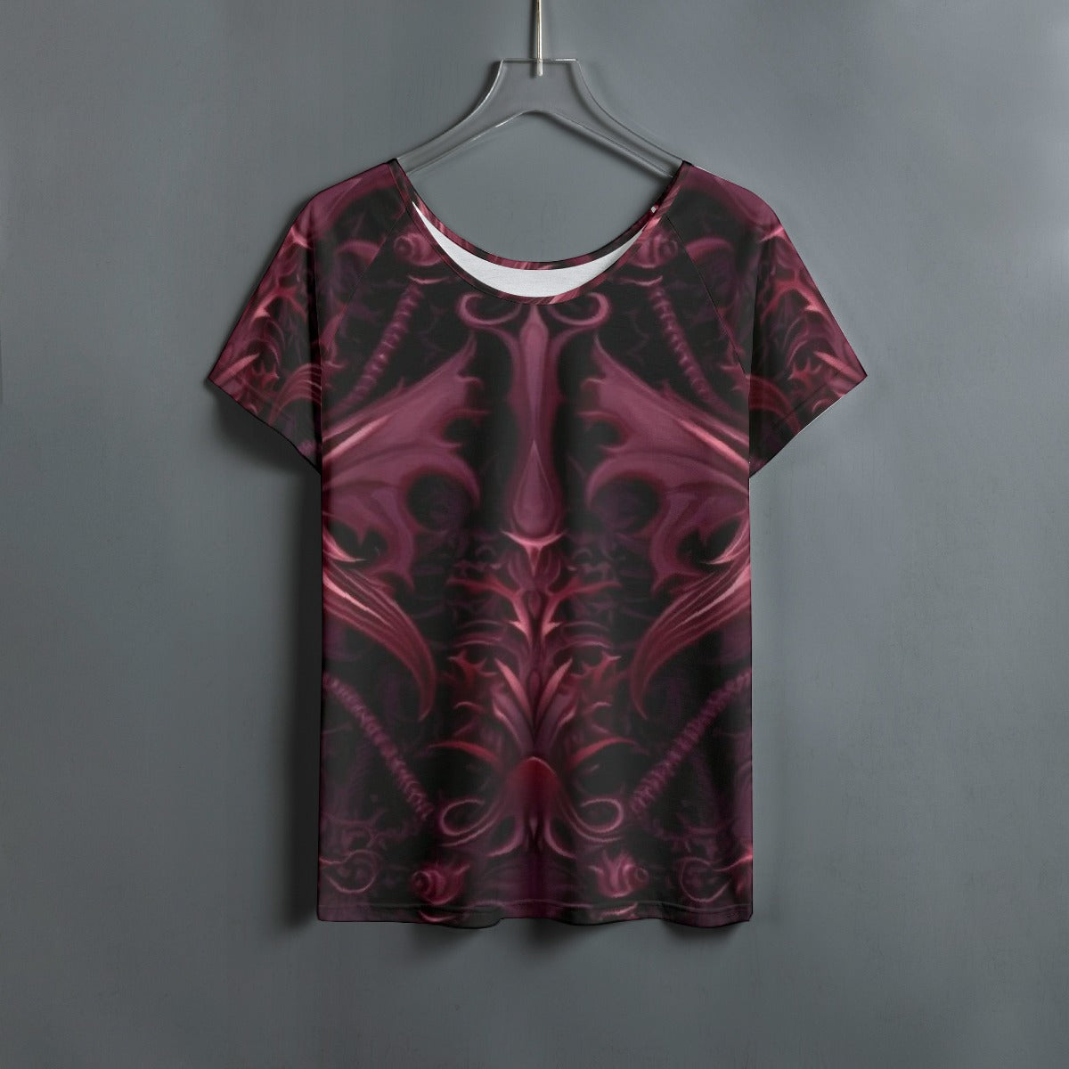 All-Over Print Women's Round Neck T-shirt With Raglan Sleeve