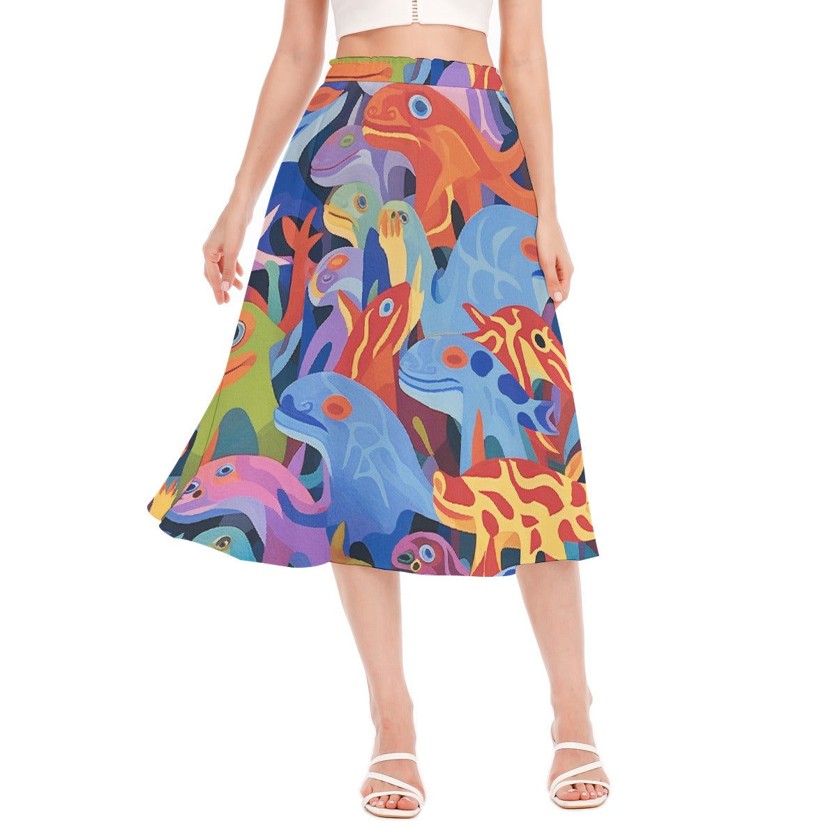 All-Over Print Women's Long Section Chiffon Skirt