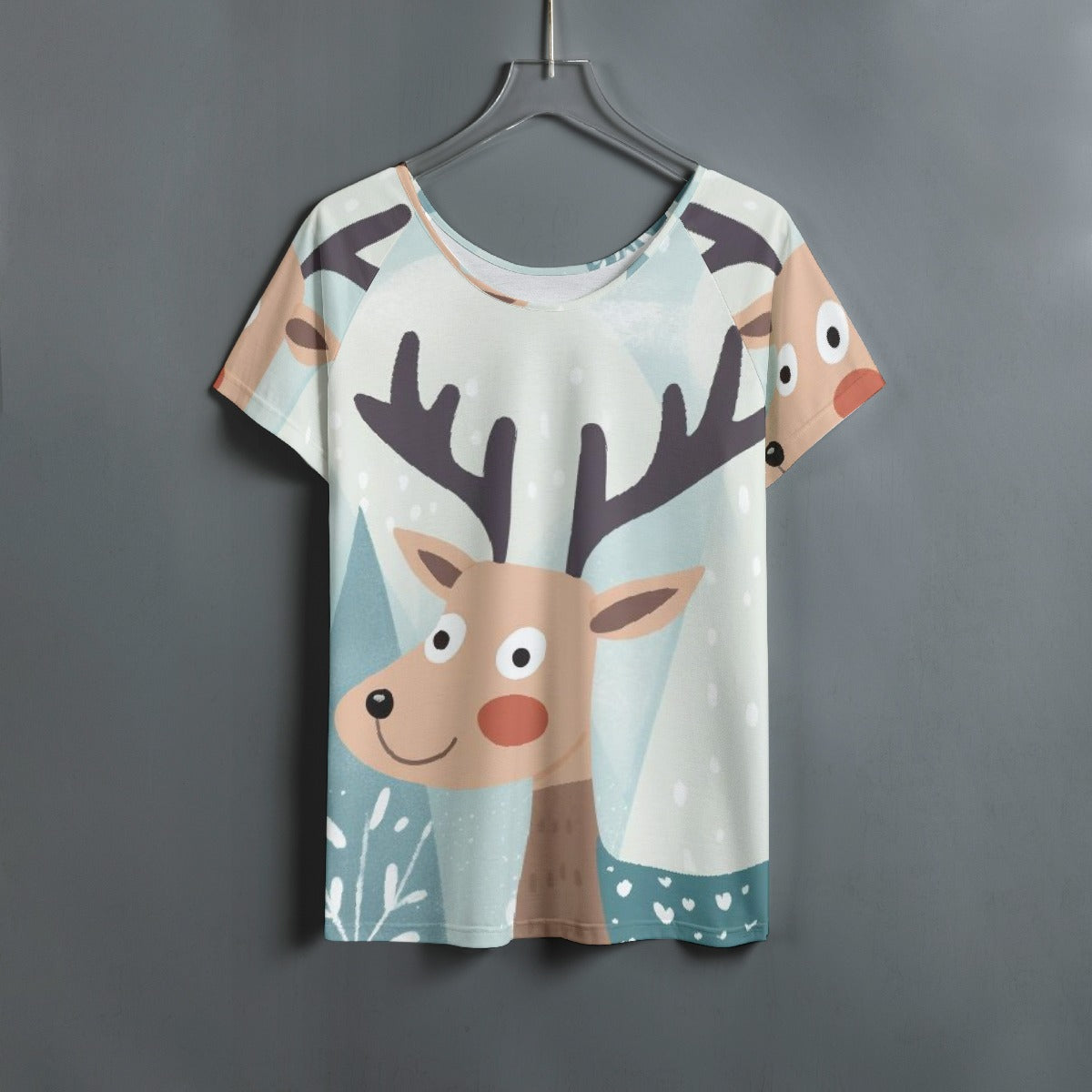 All-Over Print Women's Round Neck T-shirt With Raglan Sleeve