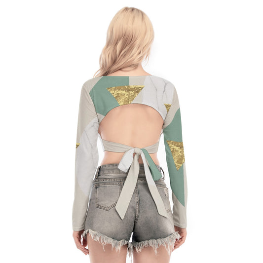 All-Over Print Women's Back Hollow T-shirt With Strap