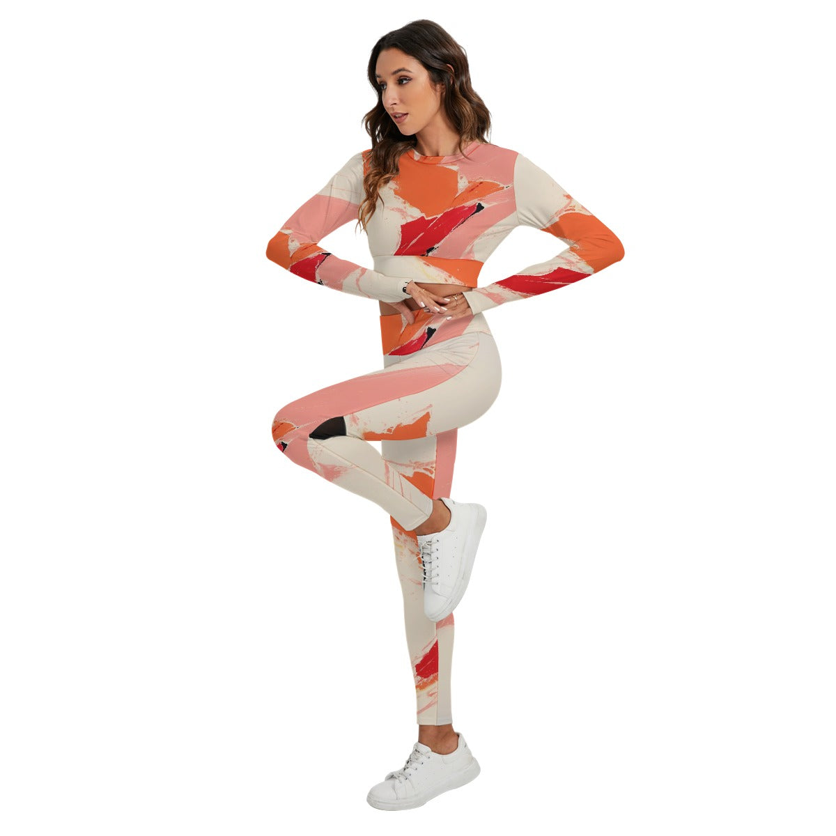 All-Over Print Women's Sport Set With Backless Top And Leggings