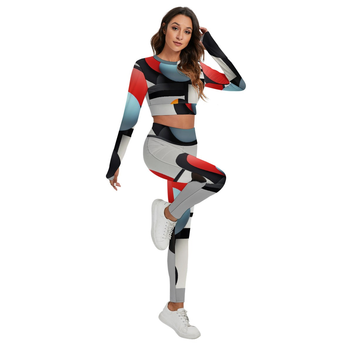 All-Over Print Women's Sport Set With Backless Top And Leggings