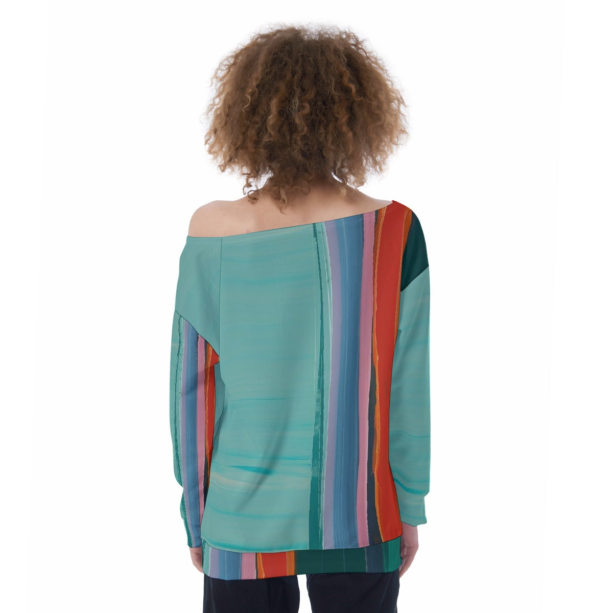 All-Over Print Oversized Women's Off-Shoulder Sweatshirt