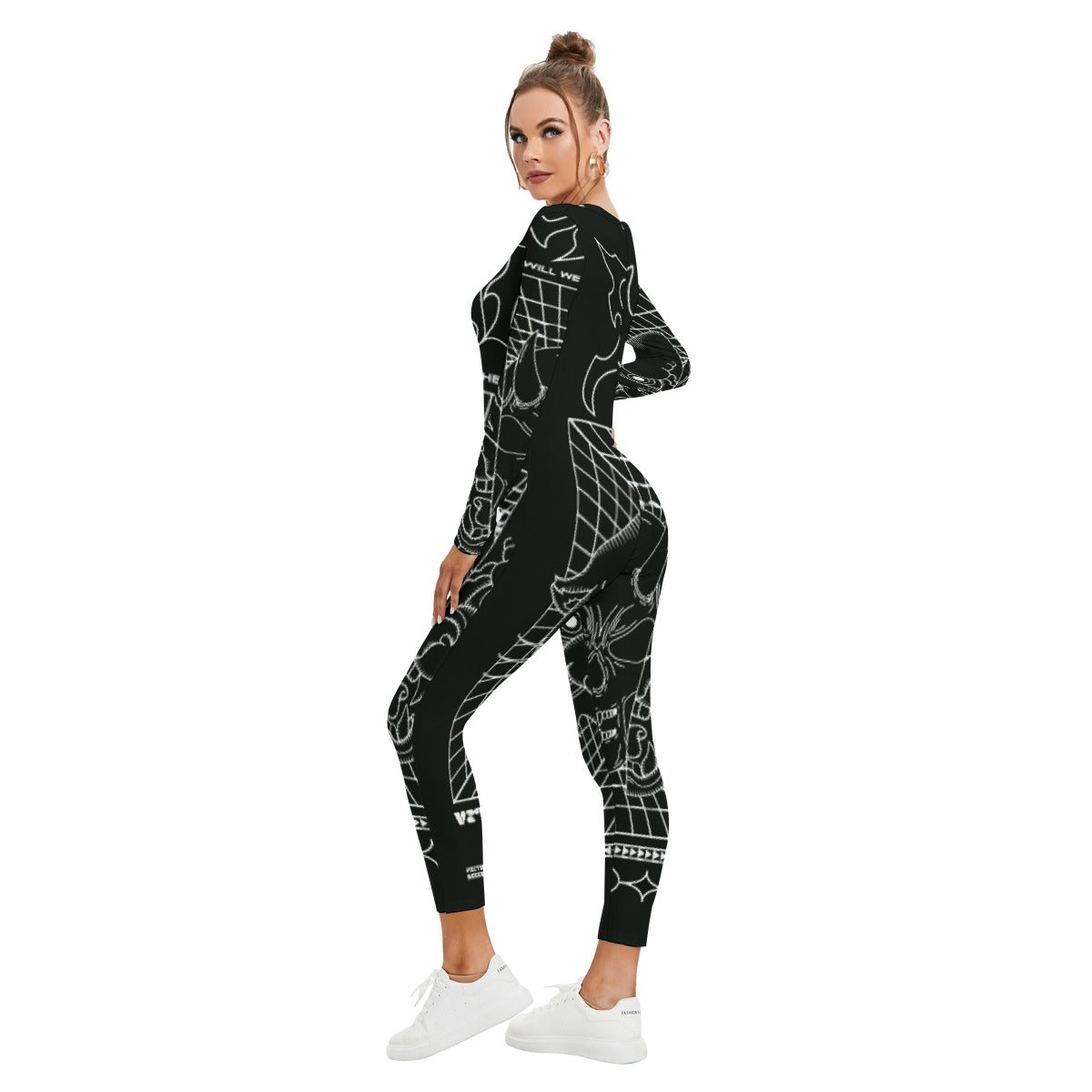 All-Over Print Women's Plunging Neck Jumpsuit
