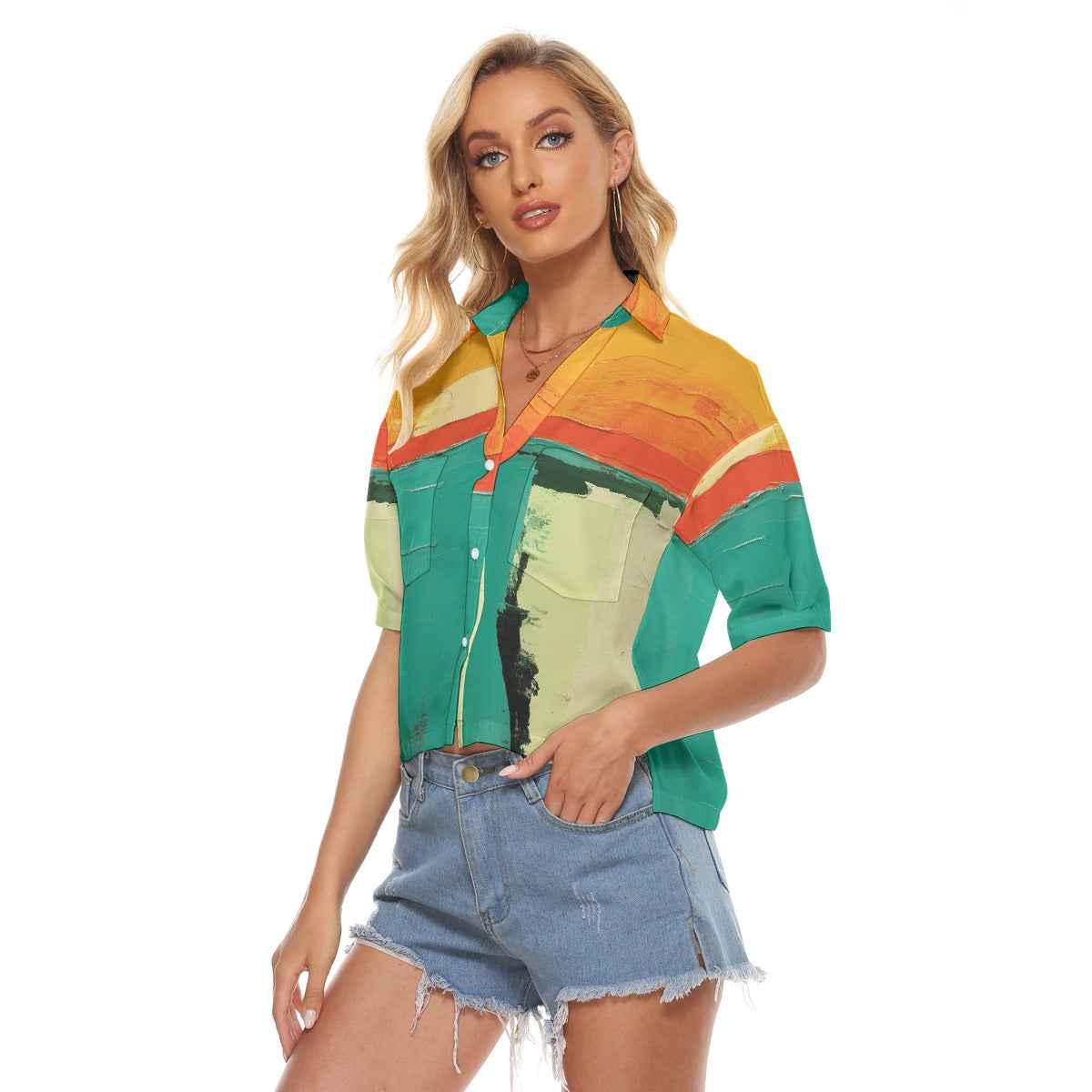All-Over Print Women's V-neck Shirts