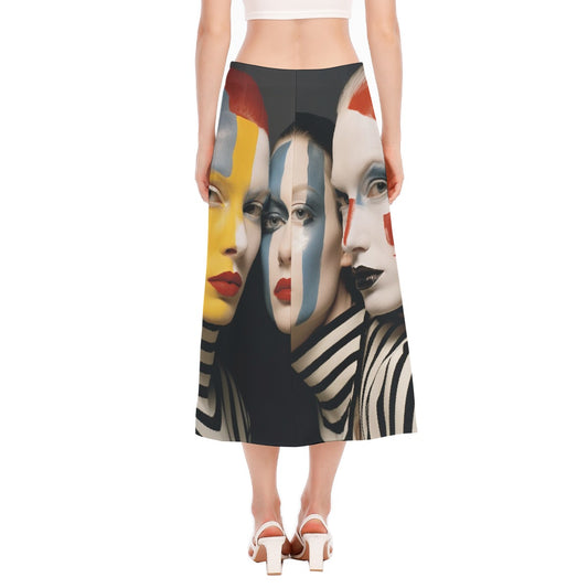 All-Over Print Women's High Slit Long Skirt