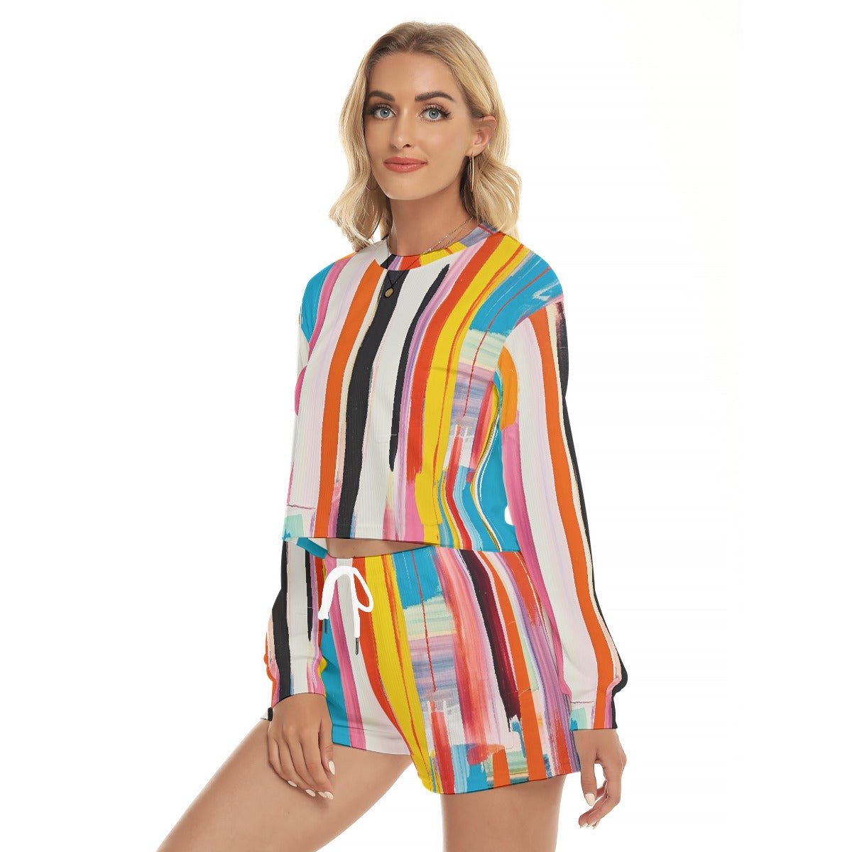 All-Over Print Women's Short Sweatshirt And Pants Suit
