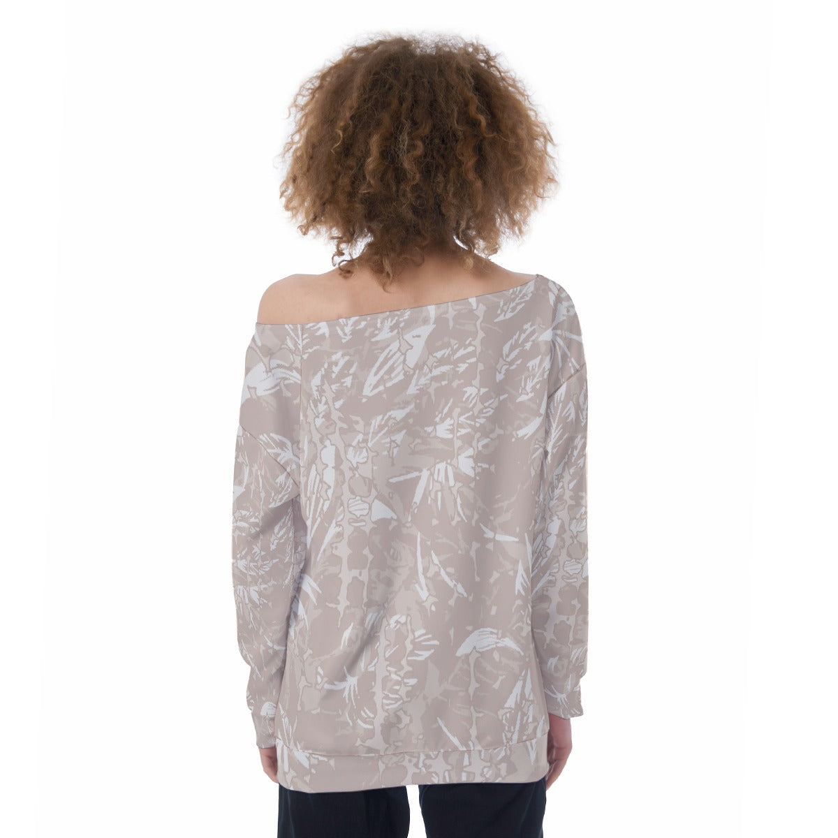 All-Over Print Oversized Women's Off-Shoulder Sweatshirt