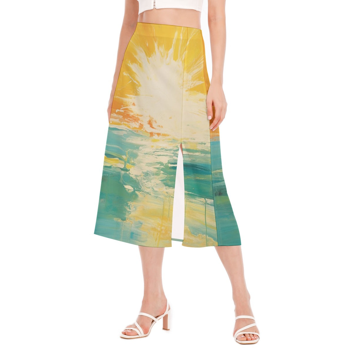 All-Over Print Women's High Slit Long Skirt