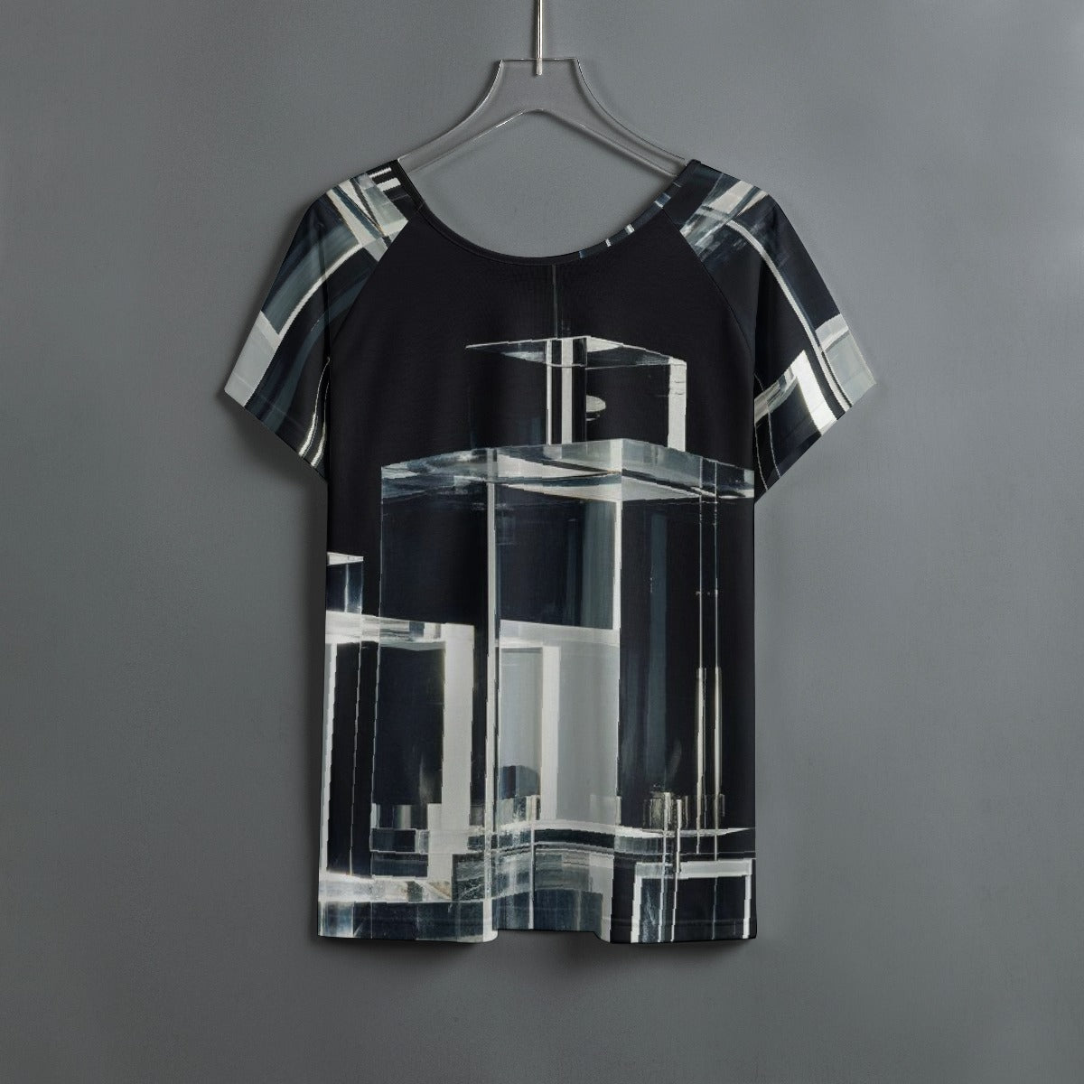 All-Over Print Women's Round Neck T-shirt With Raglan Sleeve