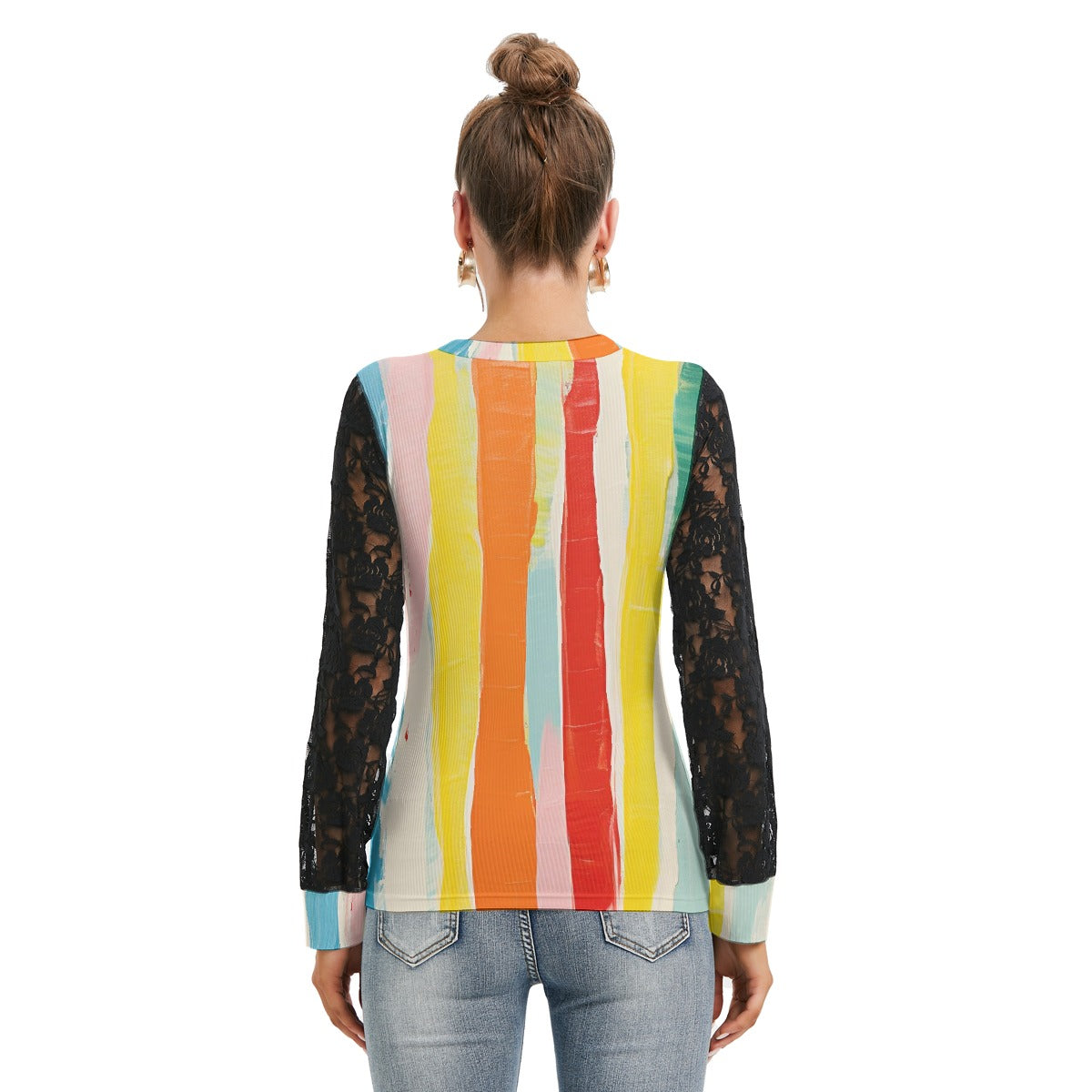 All-Over Print Women's T-shirt And Sleeve With Black Lace