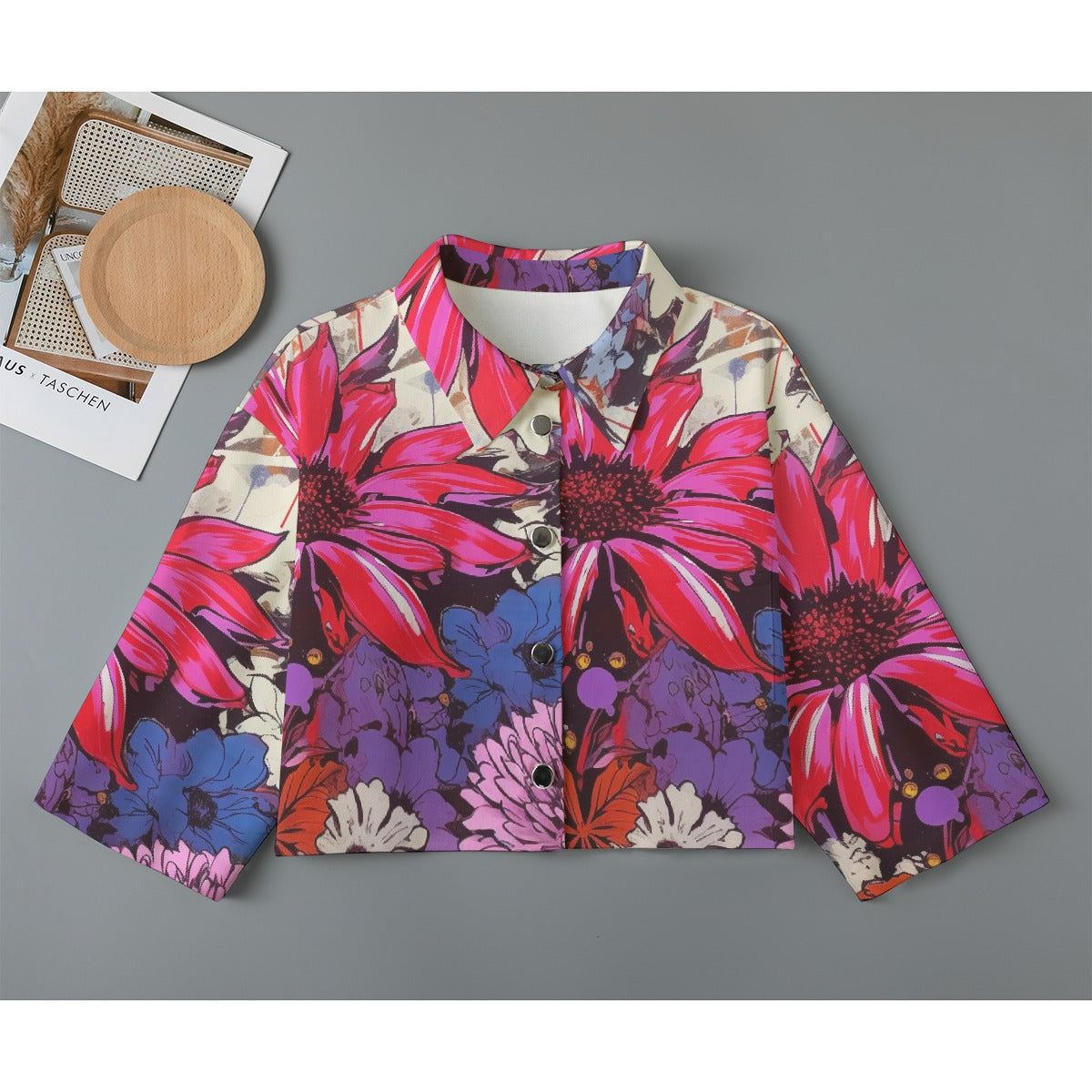 All-Over Print Women's Cropped Jacket | 245GSM Cotton