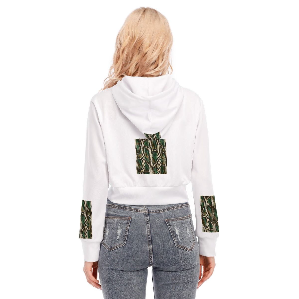 All-Over Print Women's Crop Top Hoodie With Zipper Closure