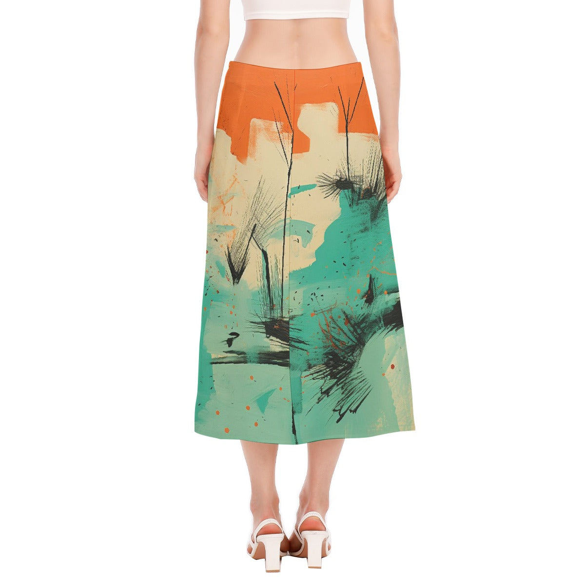 All-Over Print Women's High Slit Long Skirt
