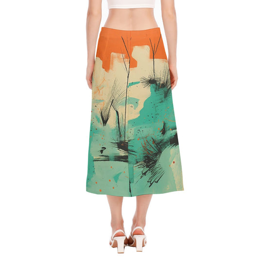 All-Over Print Women's High Slit Long Skirt