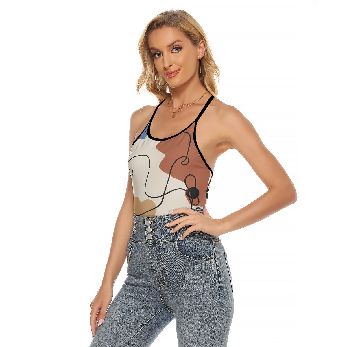 All-Over Print Women's Criss-Cross Open Back Tank Top