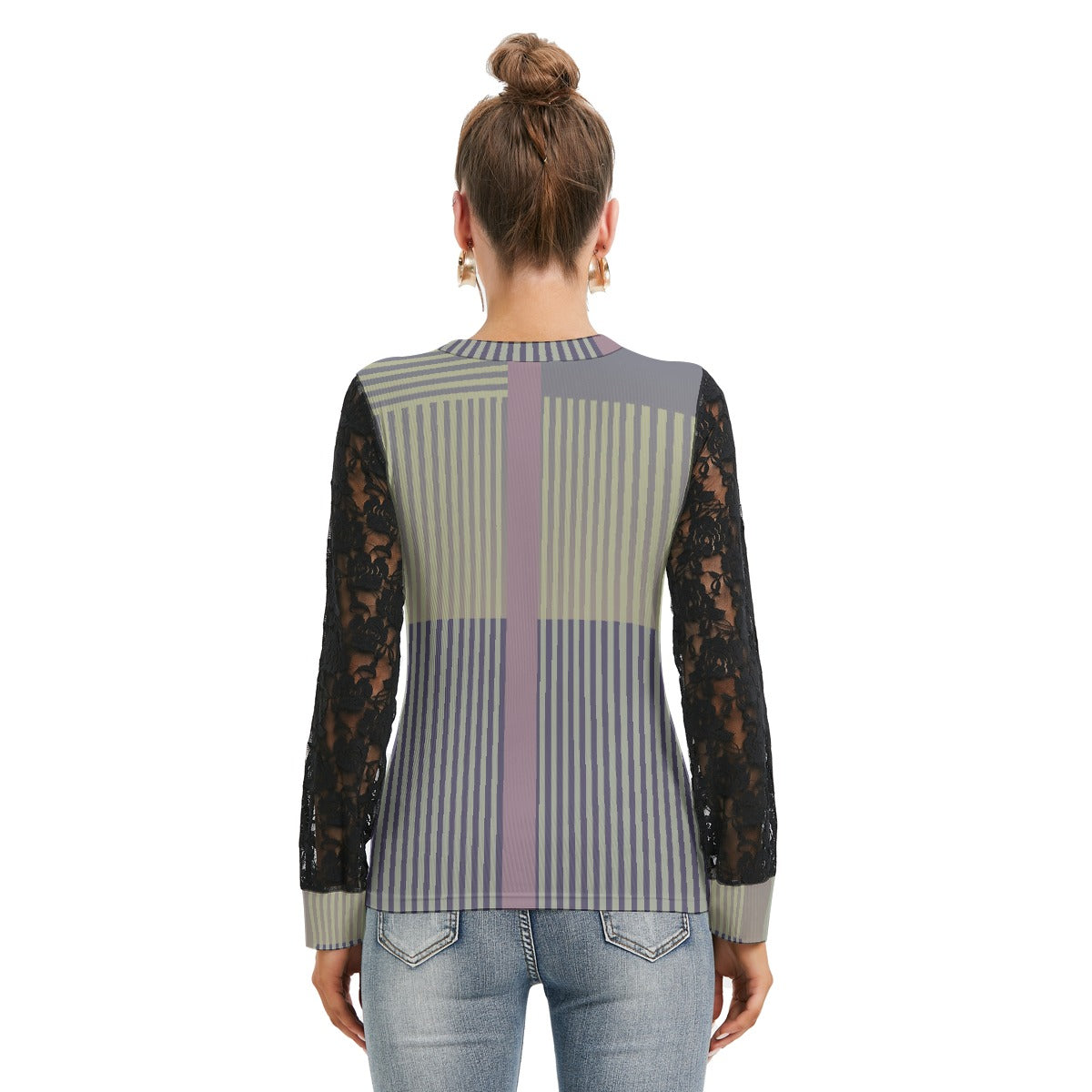 All-Over Print Women's T-shirt And Sleeve With Black Lace