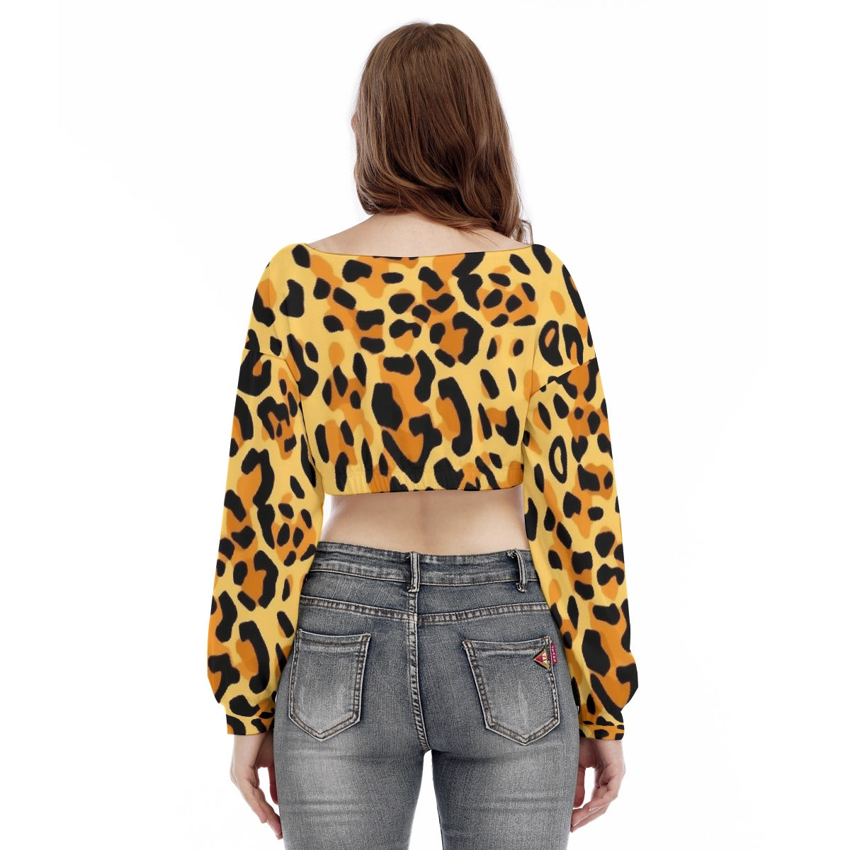 All-Over Print Women's V-neck Long Sleeve Cropped Sweatshirt