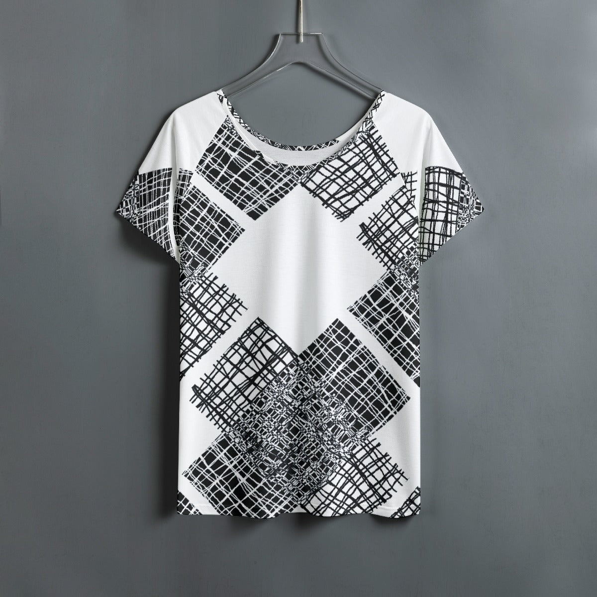 All-Over Print Women's Round Neck T-shirt With Raglan Sleeve