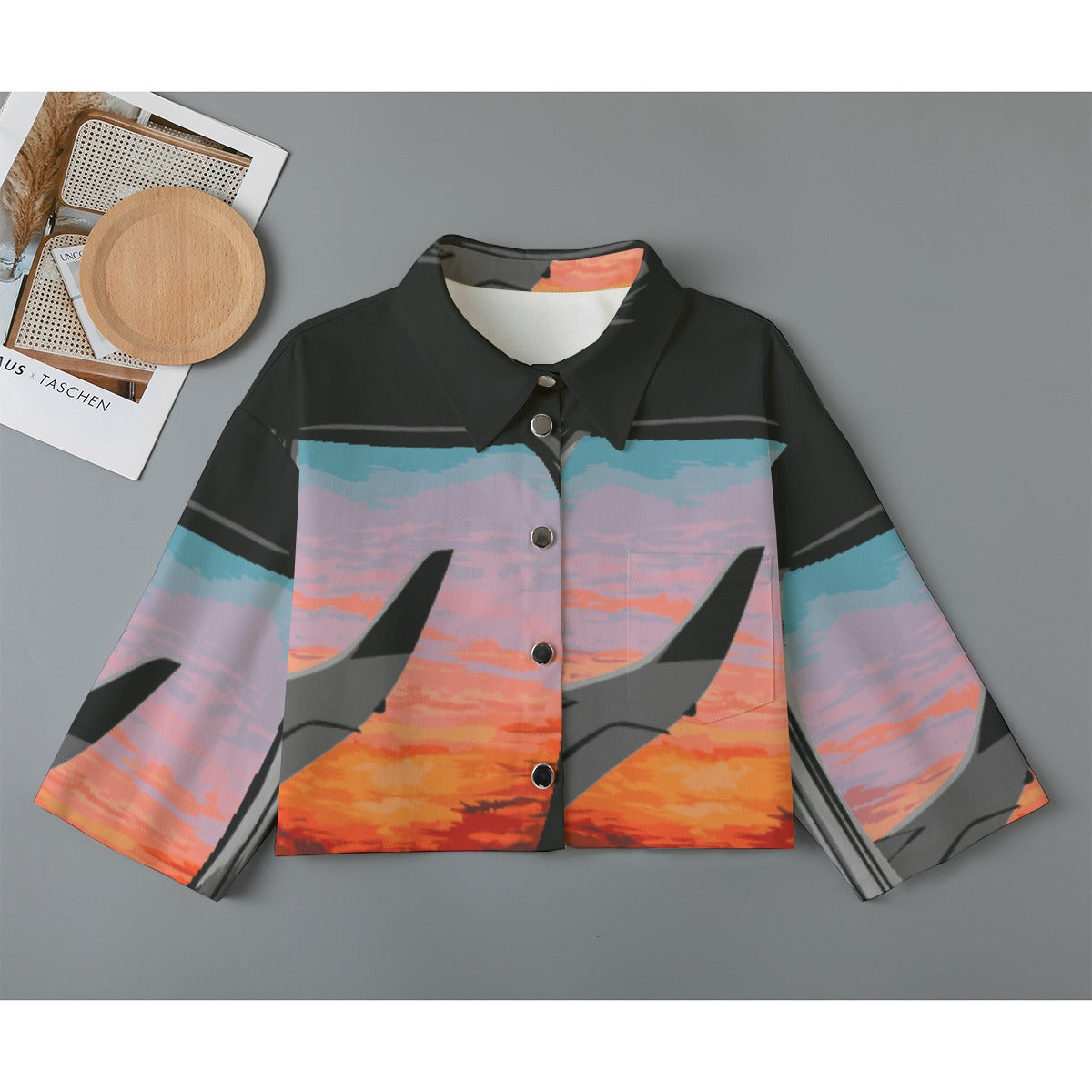 All-Over Print Women's Cropped Jacket | 245GSM Cotton
