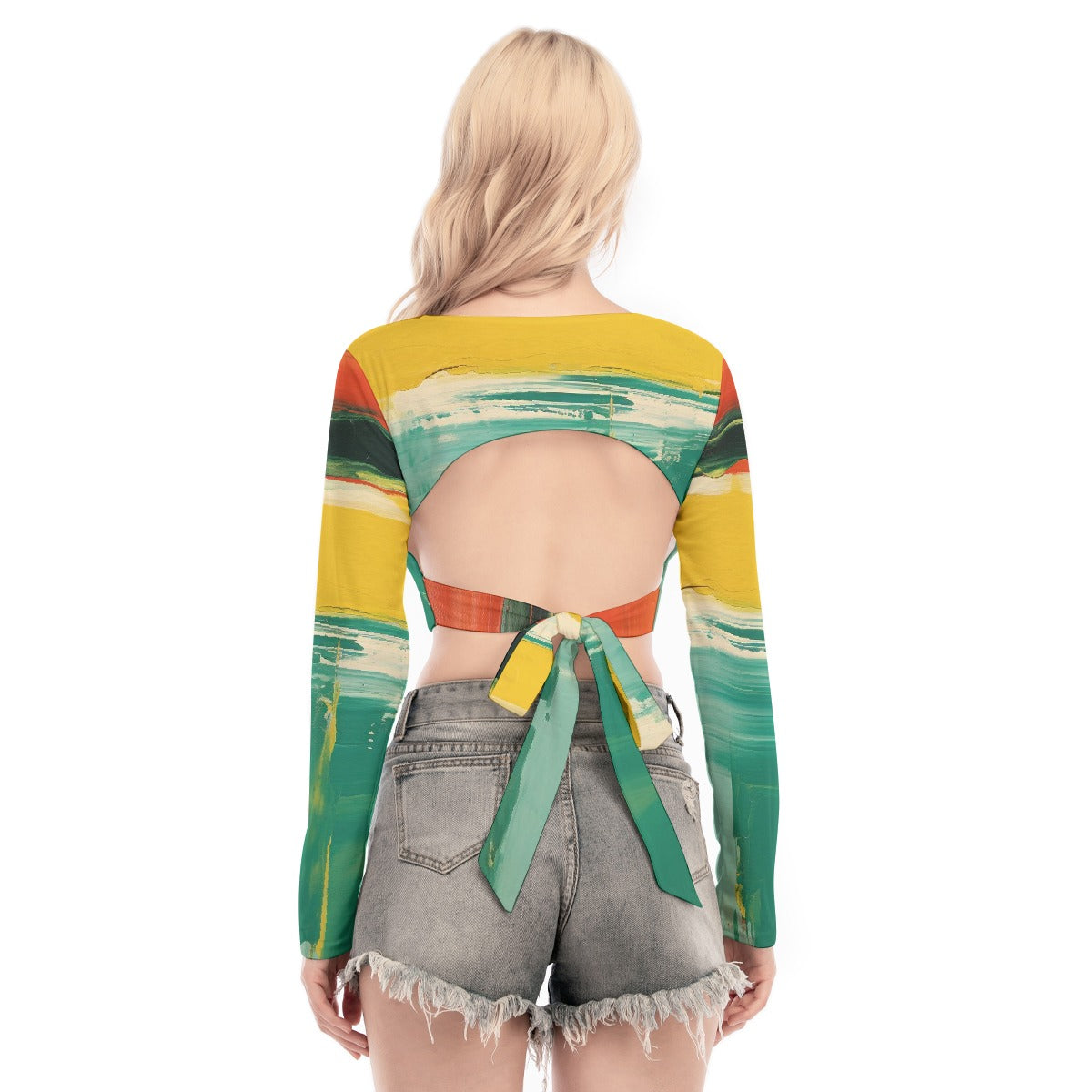 All-Over Print Women's Back Hollow T-shirt With Strap