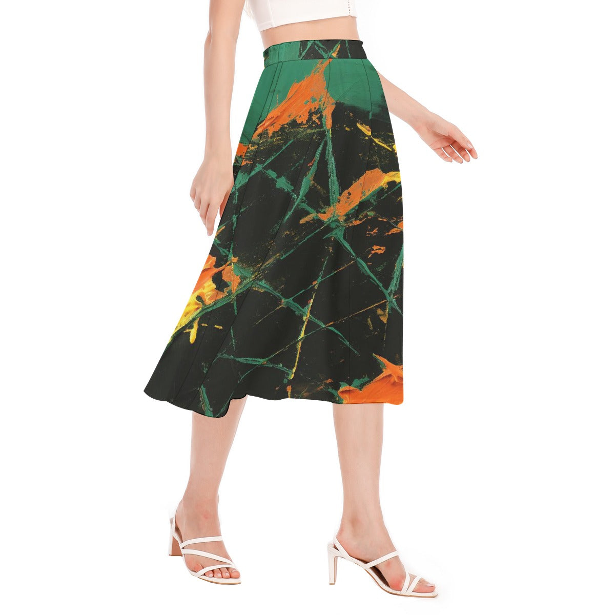 All-Over Print Women's Long Section Chiffon Skirt
