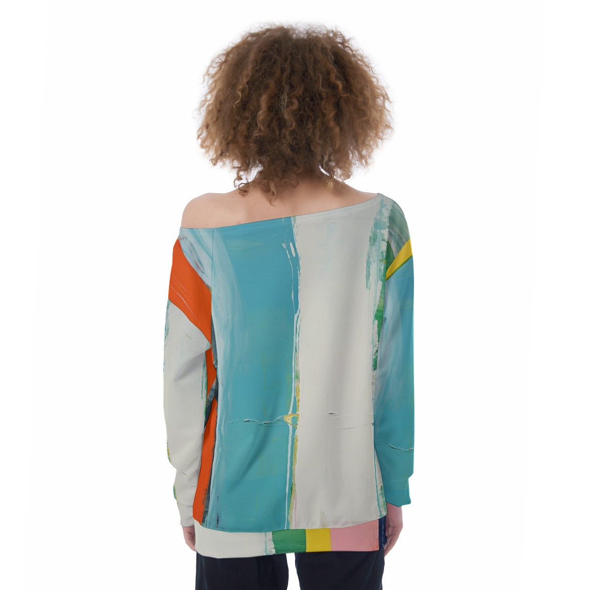 All-Over Print Oversized Women's Off-Shoulder Sweatshirt