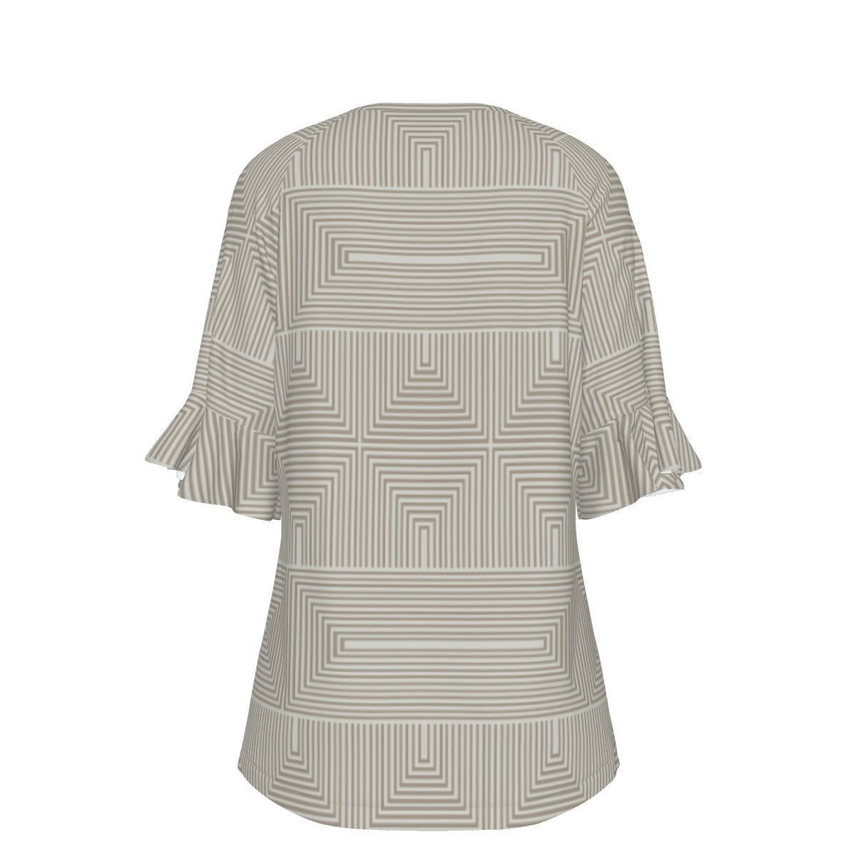 All-Over Print V-neck Women's T-shirt With Bell Sleeve