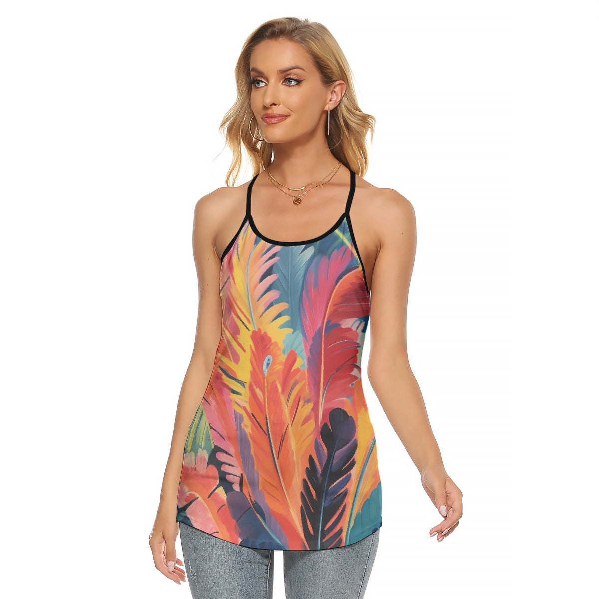 All-Over Print Women's Criss-Cross Open Back Tank Top
