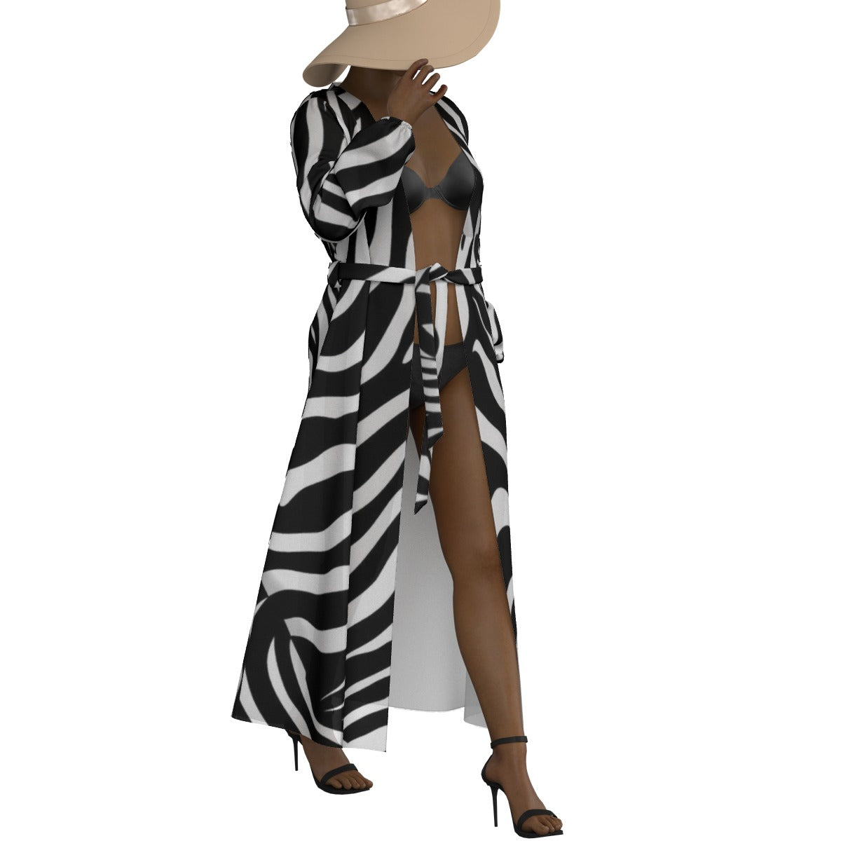 All-Over Print Women's Lace-up Chiffon Robe