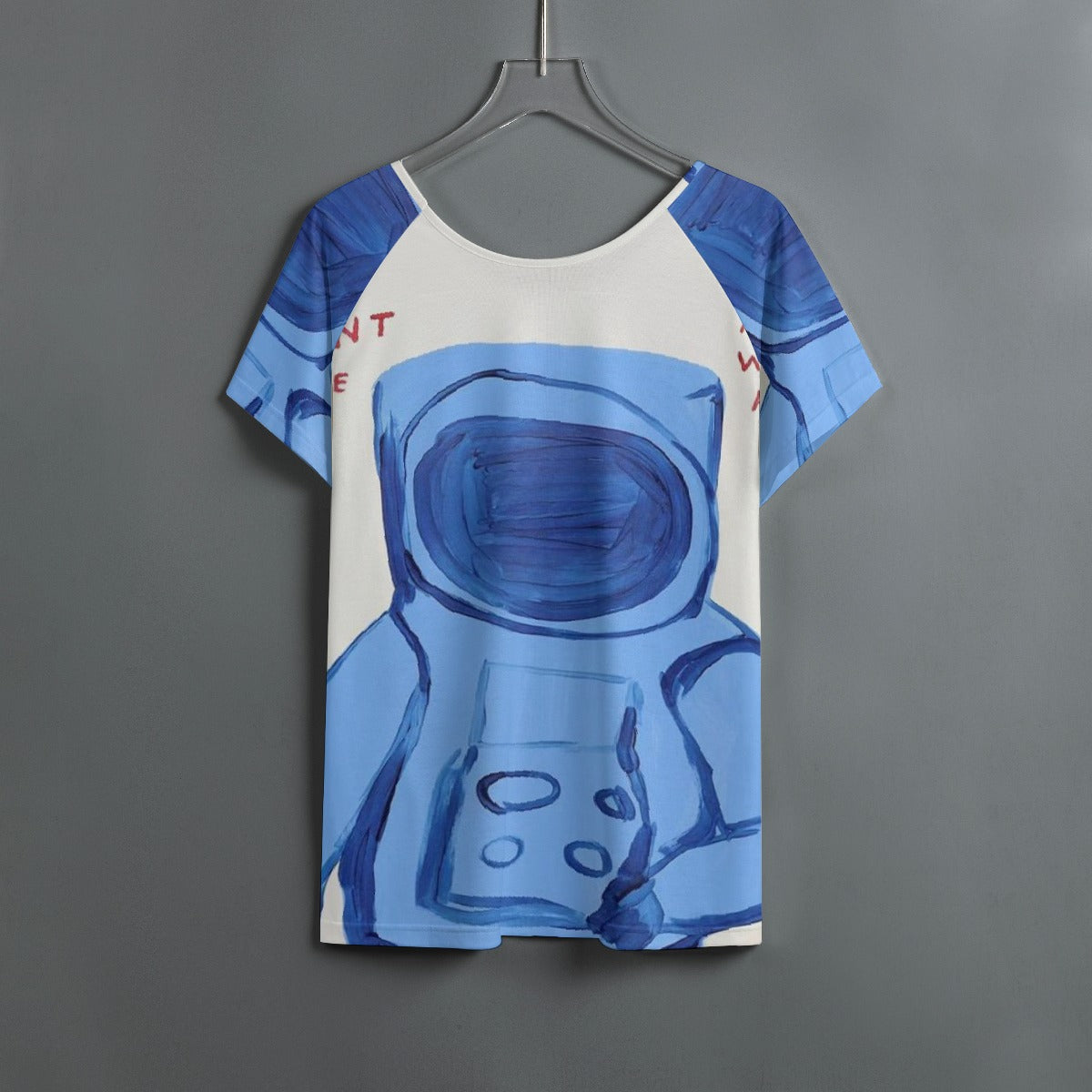 All-Over Print Women's Round Neck T-shirt With Raglan Sleeve