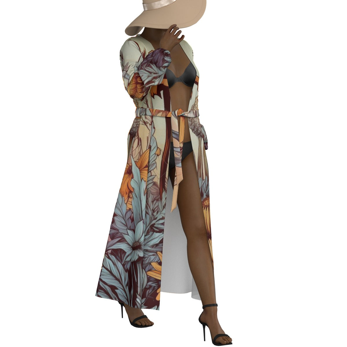 All-Over Print Women's Lace-up Chiffon Robe