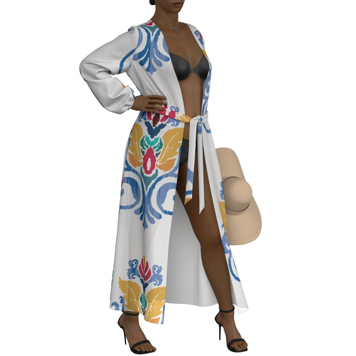 All-Over Print Women's Lace-up Chiffon Robe