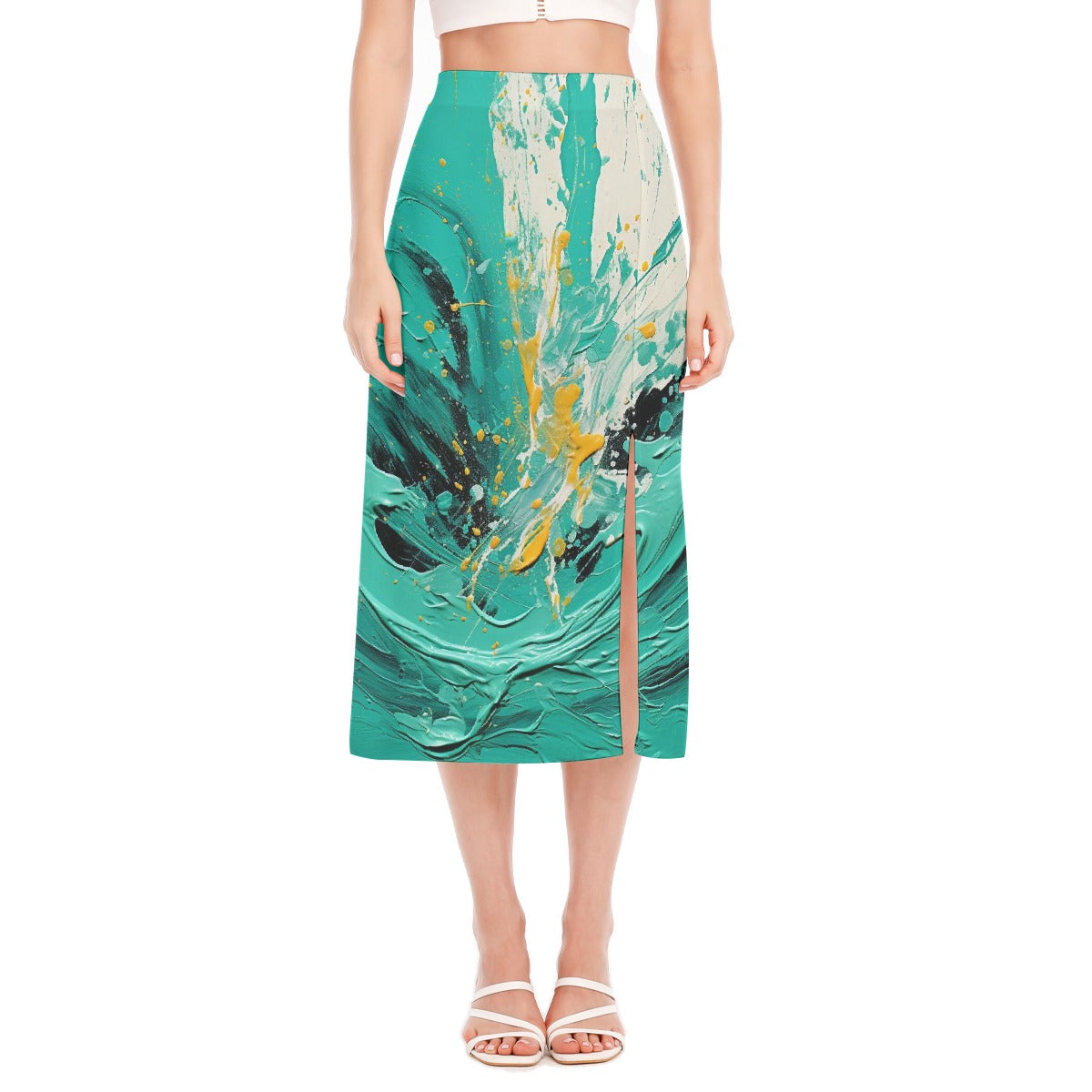 All-Over Print Women's High Slit Long Skirt