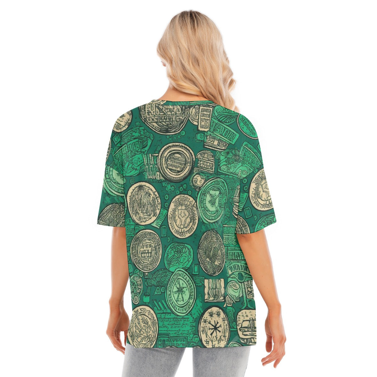 All-Over Print Women's Short Sleeves T-shirt With Hem Split