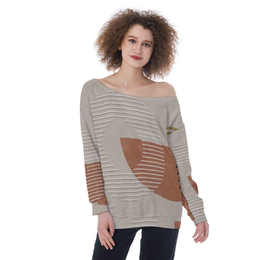 All-Over Print Oversized Women's Off-Shoulder Sweatshirt